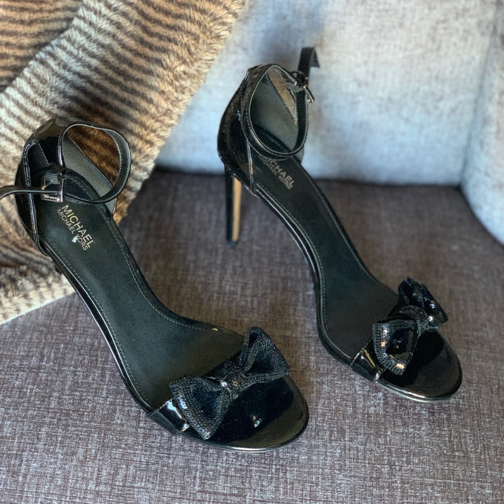 Size 9.5 Michael Kors black ankle strap heels